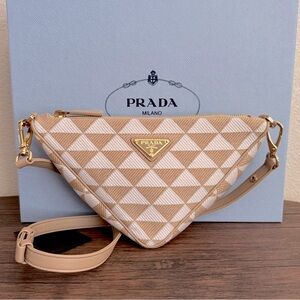 PRADA Symbole Triangle Jaquard Two Way Bag